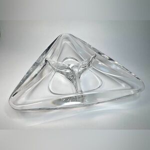 1960s Signed Val Saint Lambert Large Crystal Ashtray